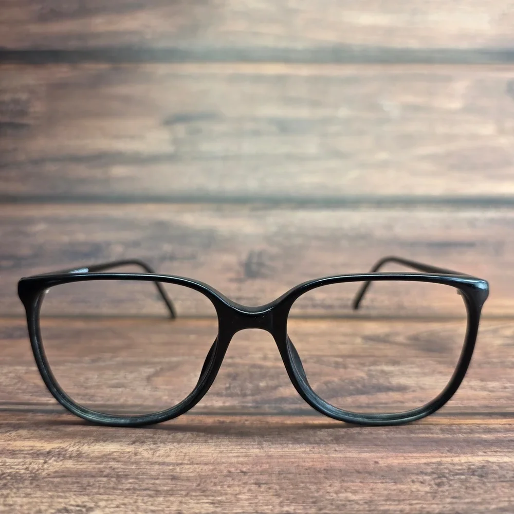 Liz Claiborne LC 45 BLK 140 Black Square Eyeglass Frames Oversized Vintage Style
